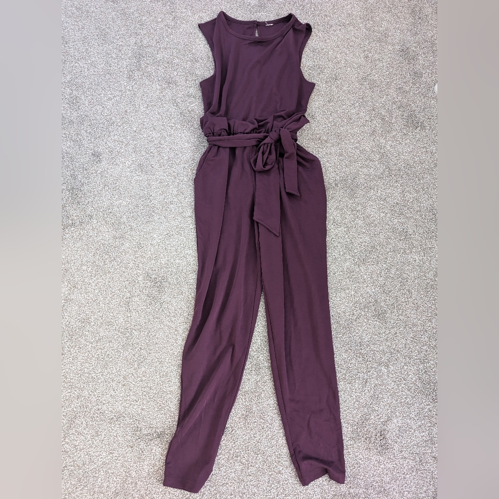 Fabletics Purple Tie-waist Sleeveless Jumpsuit Size Medium